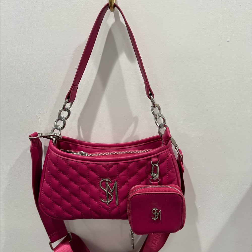 Steve Madden Fuchsia Quilted Shoulder Bag Set